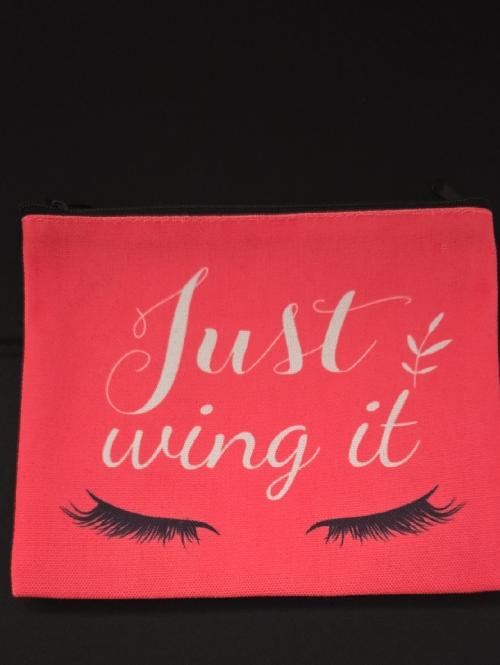 Coral 'Just Wing It' Makeup Pouch